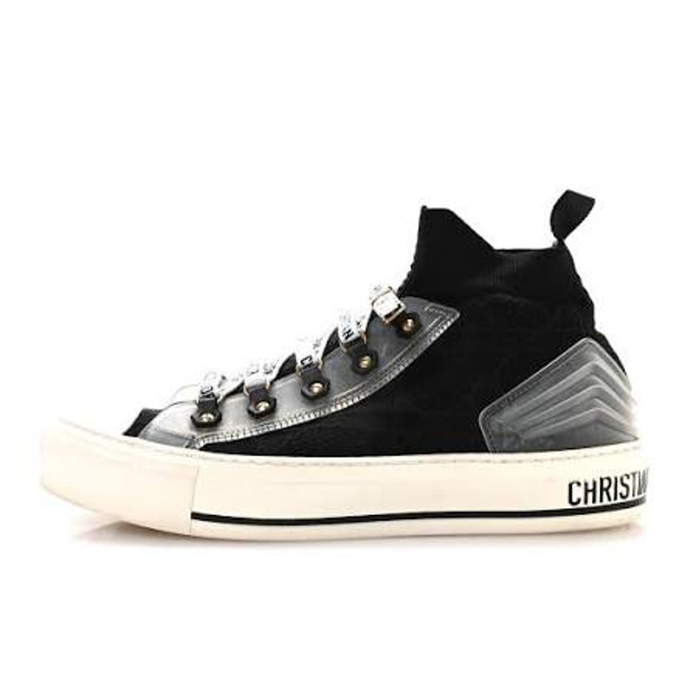 NWT Christian Dior Walk'n'Dior Lace Up High-Top Sneakers Black White Women EU 40